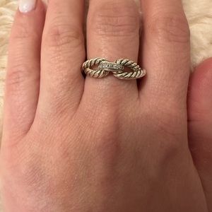 David Yurman: Cable Loop Band Ring Sterling Silver with Diamonds, 7mm, Sz. 9